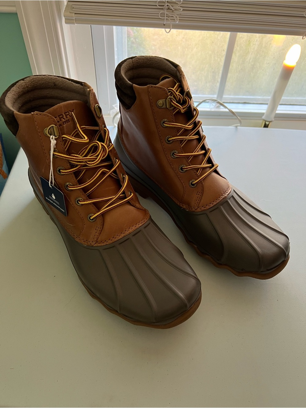 Sperry Two-Tone Brown Duck Boots with Dark Rubber Toe